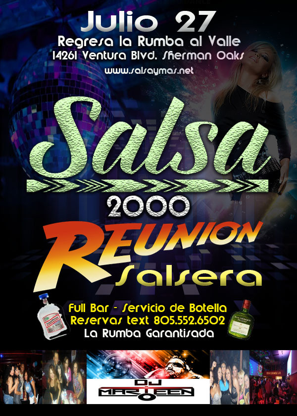 salsa 2000 reunion, clase de salsa valley, los angeles, sherman oaks